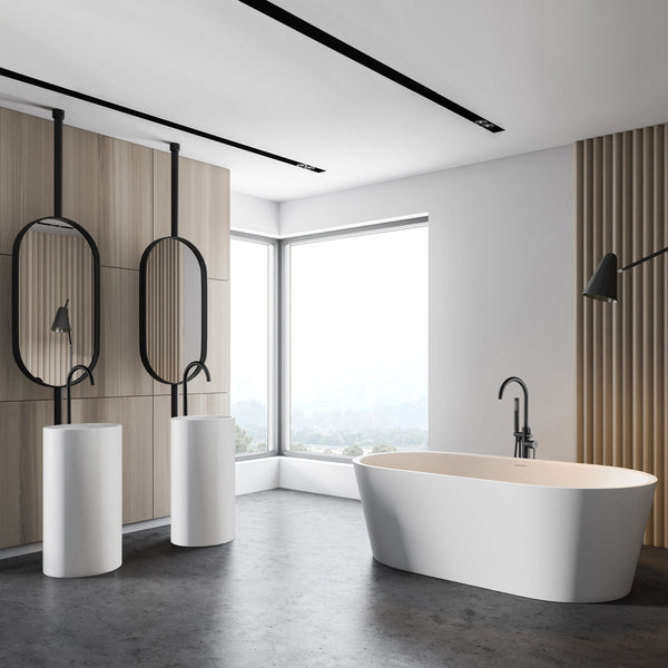 Bahli-66-II Baignoire ovale autoportante blanc lustré 66'' - II