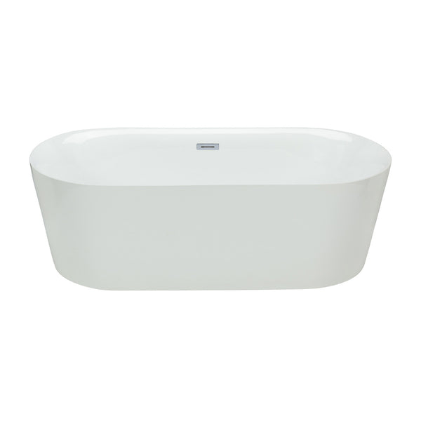 66'' glossy white oval freestanding bathtub