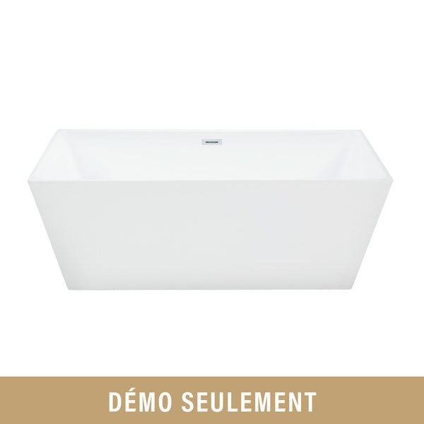 [DEMO] Matte White Thin Edges Square Freestanding Bathtub 60''