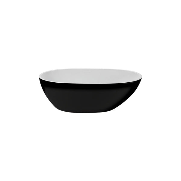 Bayo-66-BK Baignoire Autoportante Ovale Moderne 66'' blanche et noir lustré