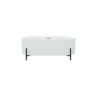 Brisca-BK Freestanding Matte White Bathtub On Matte Black Legs