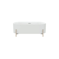 Brisca-GD Freestanding Matte White Bathtub On Brushed brass (Gold) Legs