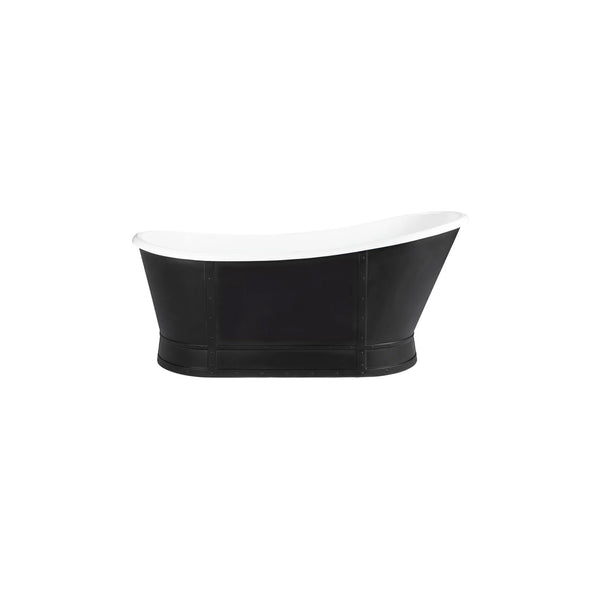 Bueno 66’’ white and matte black oval freestanding bathtub