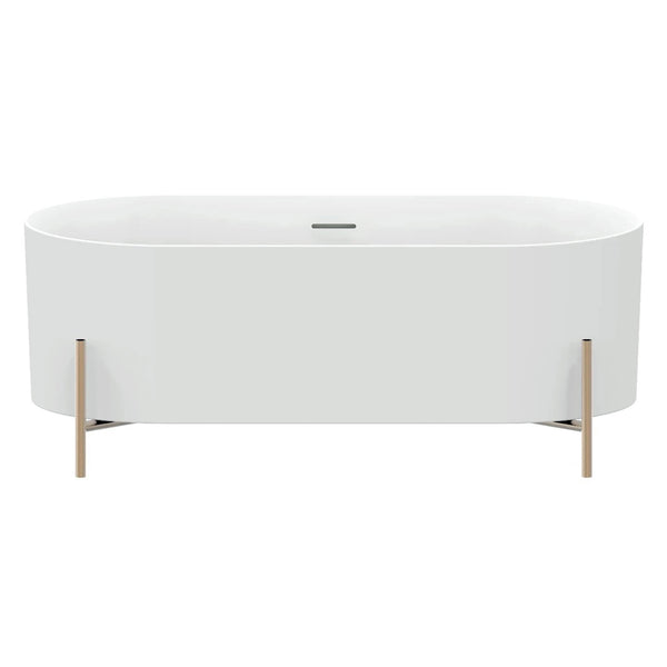 Freestanding Matte White Bathtub On Brushed brass (Gold) Legs