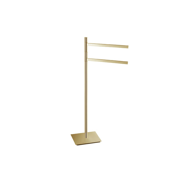 Round Freestanding Towel Holder Brushed Brass (Gold)
