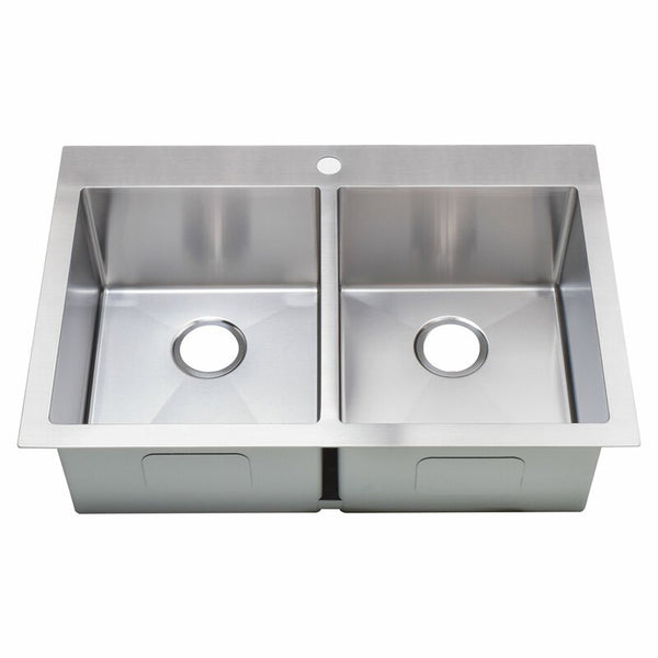 2 bowls, 33''X22'', dual mount kitchen sink