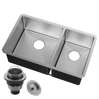 2 Bowls Undermount Kitchen Sink in Stainless Steel finish