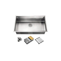 Évier de cuisine sous plan avec accessoires, 1 cuve, 32''X19''