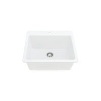Évier de cuisine blanc double montage, 1 cuve, 25''X22''