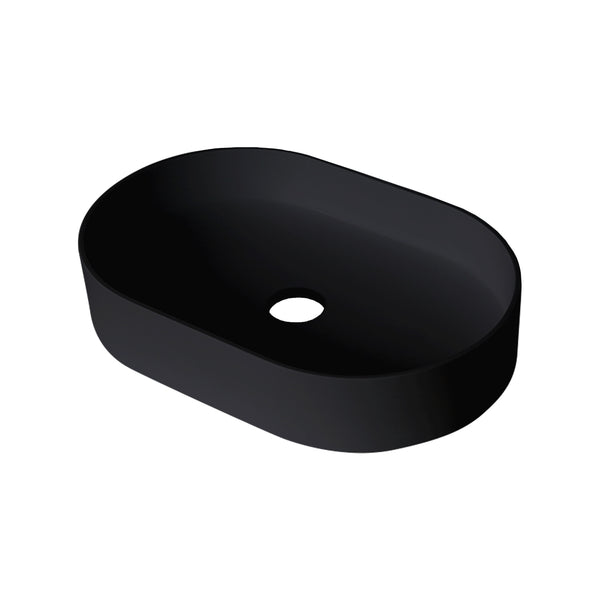 FARA-BK 15" x 23" Oval Solid Surface Bathroom Vessel Sink