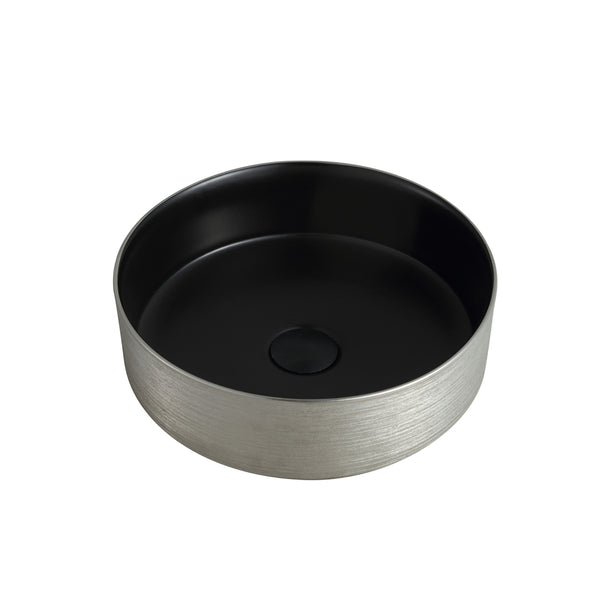 Vasque ronde de porcelaine argent et noir 14’’X14’’