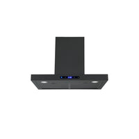 Hotte de cuisinière murale noire mate carrée avec écran tactile