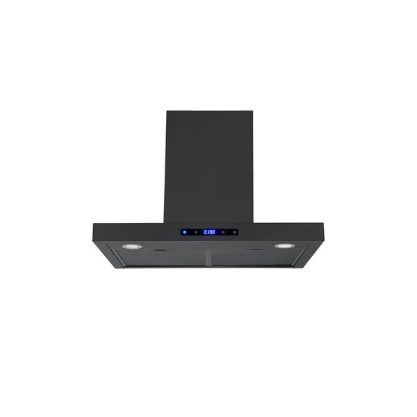 Hotte de cuisinière murale noire mate carrée avec écran tactile