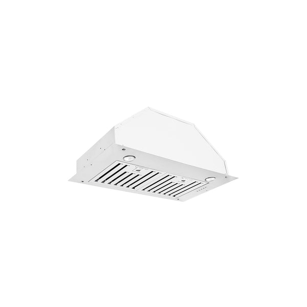 Hotte de cuisinière encastrée en acier inoxydable fini blanc mat 650Cfm