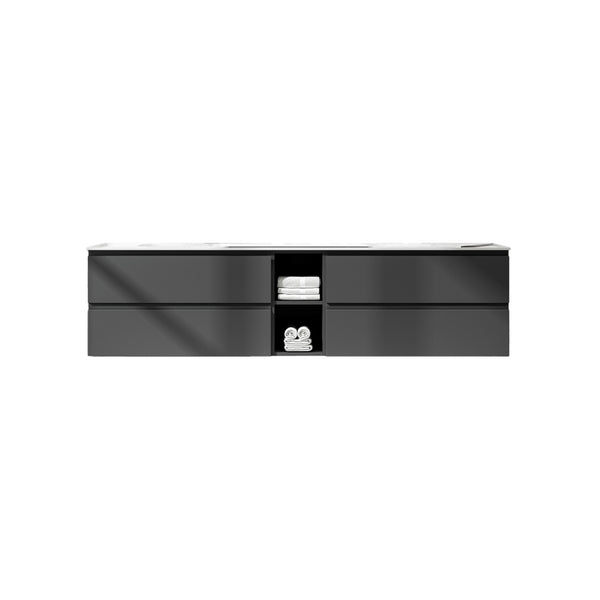 VANITÉ SUSPENDUE 4 TIROIRS GRIS FONCÉ 72''