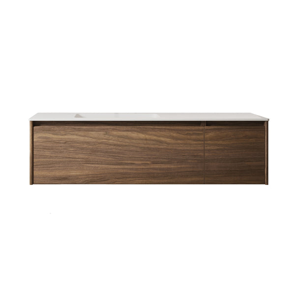 60’’ NATURAL WALNUT HANGING VANITY 2 DRAWERS