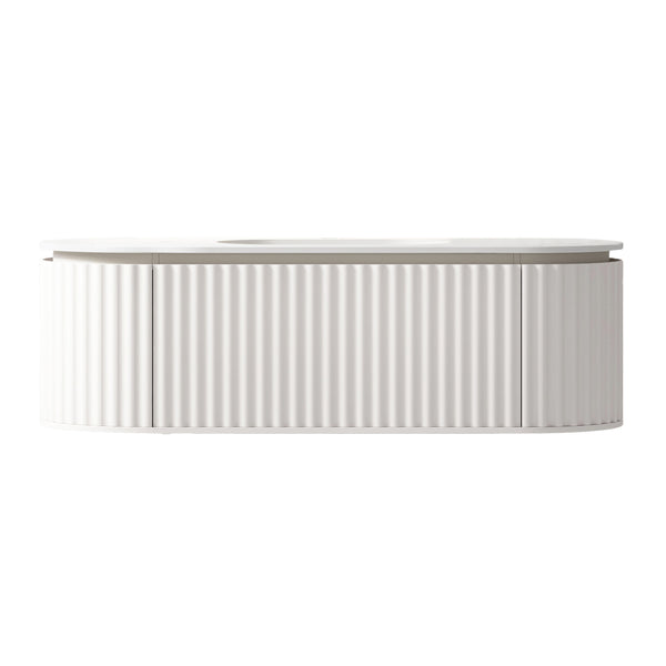 60’’ MATTE WHITE ROUND HANGING VANITY 1 DRAWER