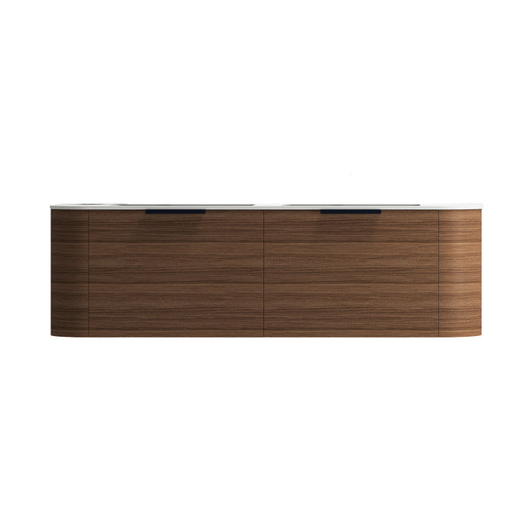 60’’ WOOD VENEER ROUND HANGING VANITY 2 DRAWERS