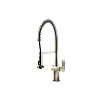 Robinet de cuisine moderne à double jet fini nickel brossé