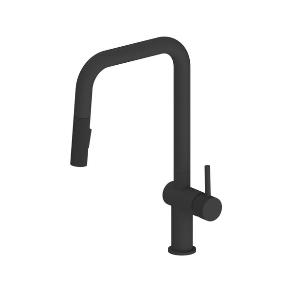 MAURIZIO-BK Matte black kitchen faucet with magnetic retractable spout