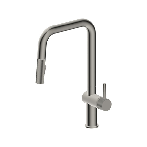 MAURIZIO-BN Brushed nickel kitchen faucet with magnetic retractable spout