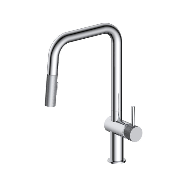 MAURIZIO Chrome kitchen faucet with magnetic retractable spout