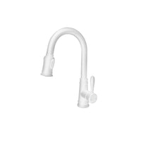 Robinet de cuisine à poignée simple blanc mat