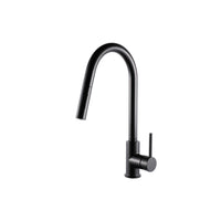 Robinet de cuisine à bec rétractable et double jet fini noir mat
