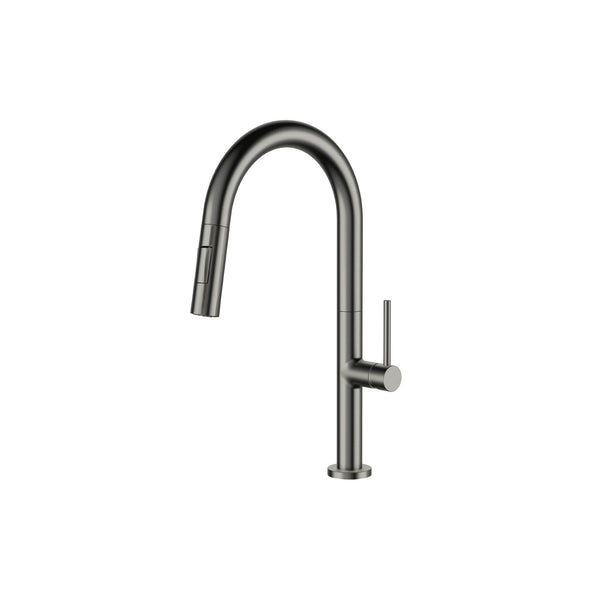 Robinet de cuisine à bec rétractable à double jet acier inoxydable noir