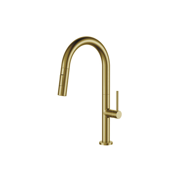 Brushed Brass (Gold) Pull Out Kitchen Faucet & Dual Spray