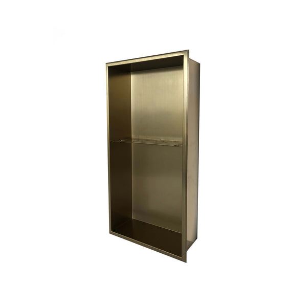 12X24 Brushed Brass (Gold) Shower Niche With Shelf