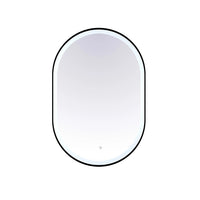 Miroir ovale 24''X36'' avec cadre noir mat et lumières DEL
