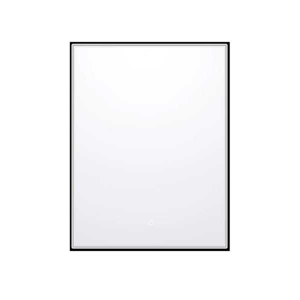 24’’X32’’ matte black framed rectangular mirror with LED lights