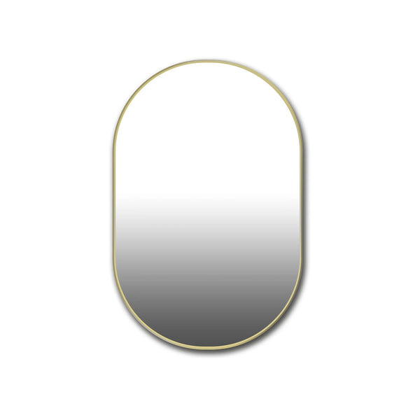 Miroir ovale encadré en laiton brossé de 36 pouces -II