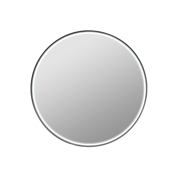 30’’ matte black framed round mirror with LED lights