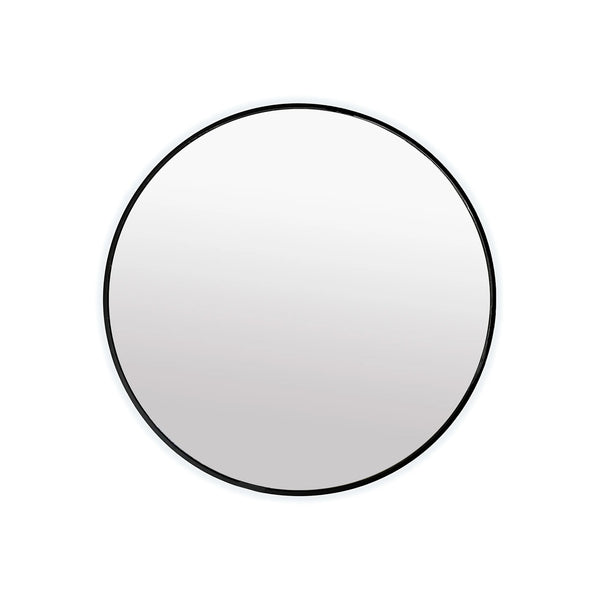 36’’ matte black framed round mirror with LED lights