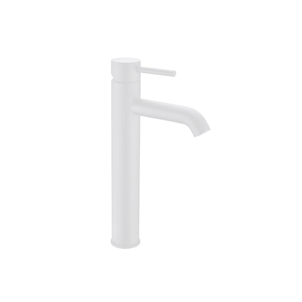 Matte White Chrome Round Vessel Faucet