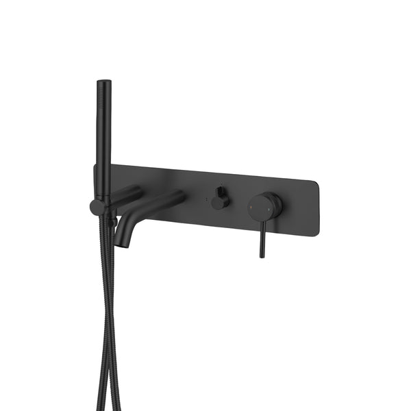Wall Mounted Matte Black Round Tub Faucet
