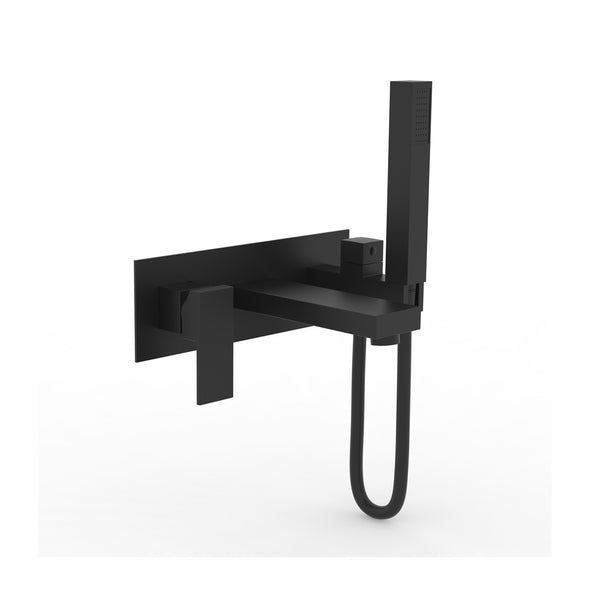 Matte Black Wall Mounted Square Tub Faucet