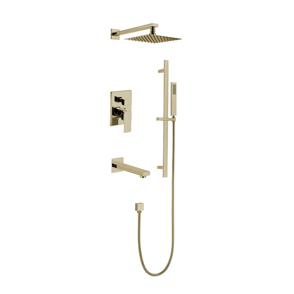 Brushed brass (Gold) Square Shower & Bath Kit
