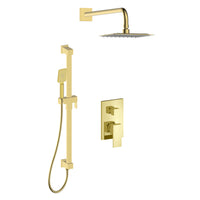 Ensemble de Robinet de Douche avec Tête Pluie et Douchette sur Rail avec Coude de Raccordement Intégré