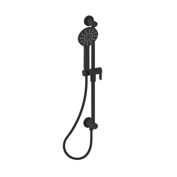 VITALIA-BK Shower rail and handshower with integrated elbow in matte black