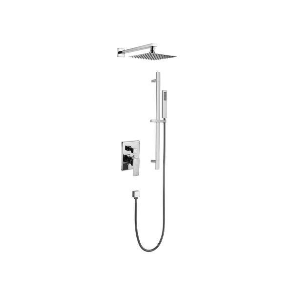 Kit de douche:douche pluie et douchette en chrome