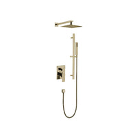 Ensemble de douche: Douche pluie et douchette à main fini or brossé