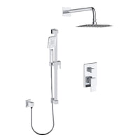 Vito-III Shower set with rain head, hand shower on rail, and separate connector elbow