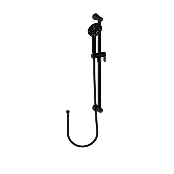 VIVIANE-BK Matte black shower rail, hose and handshower