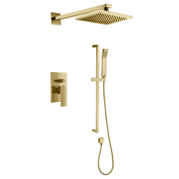 Robinet de douche carré en or brossé