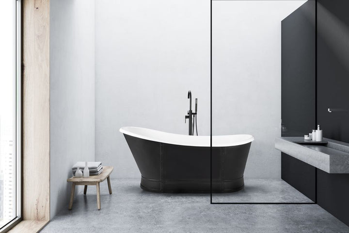 Modern round vessel sink in matte black porcelain